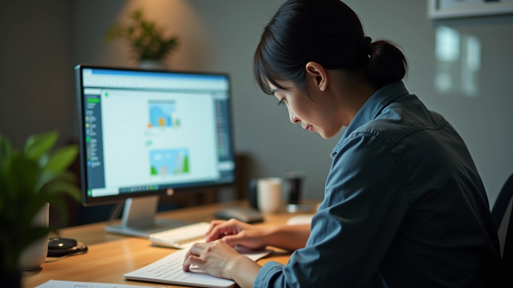 Freelancer working at desk with focused concentration during deep work session