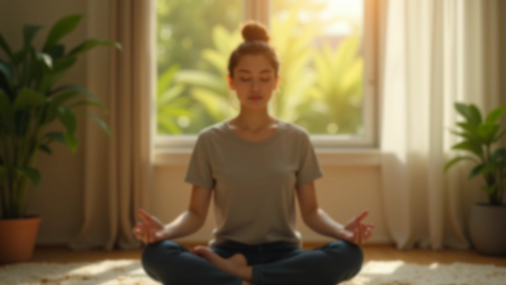 Person meditating in calm peaceful environment with natural lighting