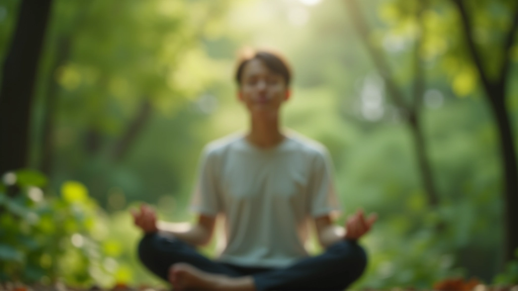 Person meditating peacefully in natural environment with minimal distractions