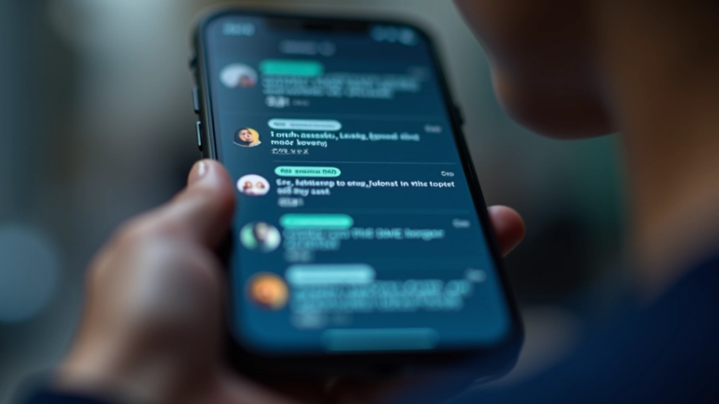Smartphone screen showing notifications, close-up view, multiple alerts visible, digital clutter concept