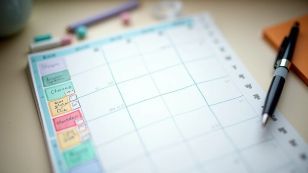 Weekly planner with multiple work blocks highlighted showing anchor and flexible backup sessions