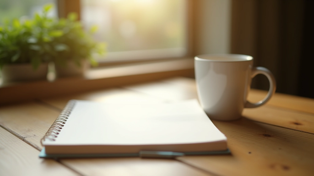 Morning routine setup with coffee, notebook and blocked calendar showing 90-minute work window